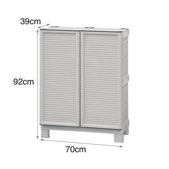 Dmora - Armoire d'extérieur Dbiondin, Mobilier d'extérieur, Armoire de balcon polyvalente, Armoire d'extérieur, Gris clair, 70x39h92 cm - Dmora - Image 3
