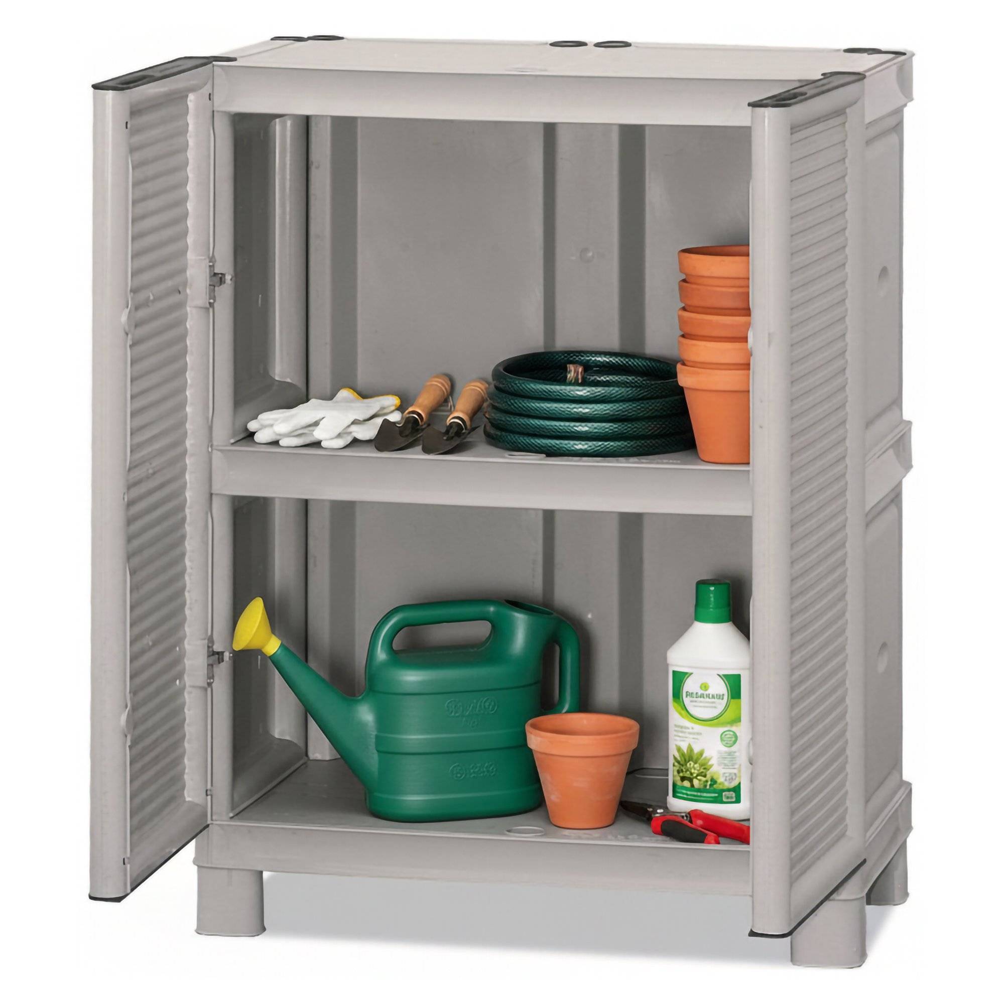 Dmora - Armoire d'extérieur Dbiondin, Mobilier d'extérieur, Armoire de balcon polyvalente, Armoire d'extérieur, Gris clair, 70x39h92 cm - Dmora - Imagen 1