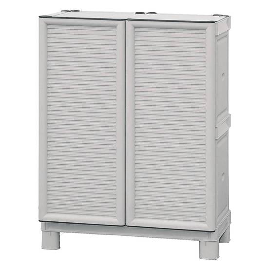 Dmora - Armoire d'extérieur Dbiondin, Mobilier d'extérieur, Armoire de balcon polyvalente, Armoire d'extérieur, Gris clair, 70x39h92 cm - Dmora - Image 4