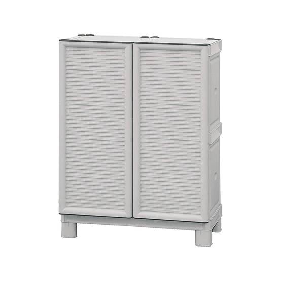 Dmora - Armoire d'extérieur Dbiondin, Mobilier d'extérieur, Armoire de balcon polyvalente, Armoire d'extérieur, Gris clair, 70x39h92 cm - Dmora - Image 1