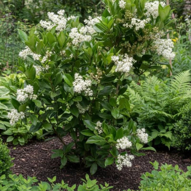 Troène du Japon, Ligustrum à fleurs Blanche - feuillage Persistant - Pot de 15L - 100/120 cm-  hauteur à maturité De 1,50 m à 2,00 m - Imagen 4