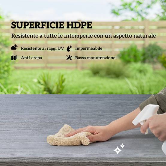 ComfortXL - Salon de jardin 5 pièces acier HDPE effet bois table hauteur réglable chaises gris foncé - ComfortXL Outdoor Living - Image 9