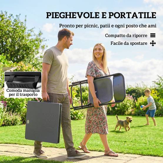 ComfortXL - Salon de jardin 5 pièces acier HDPE effet bois table hauteur réglable chaises gris foncé - ComfortXL Outdoor Living - Image 6