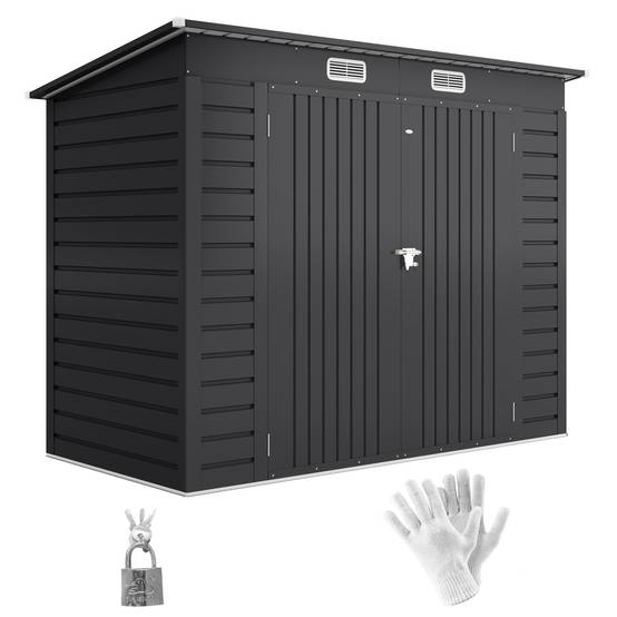 ComfortXL - Abri de jardin tôle acier pour équipement extérieur double porte verrouillable 249cm gris - ComfortXL Outdoor Living - Image 1