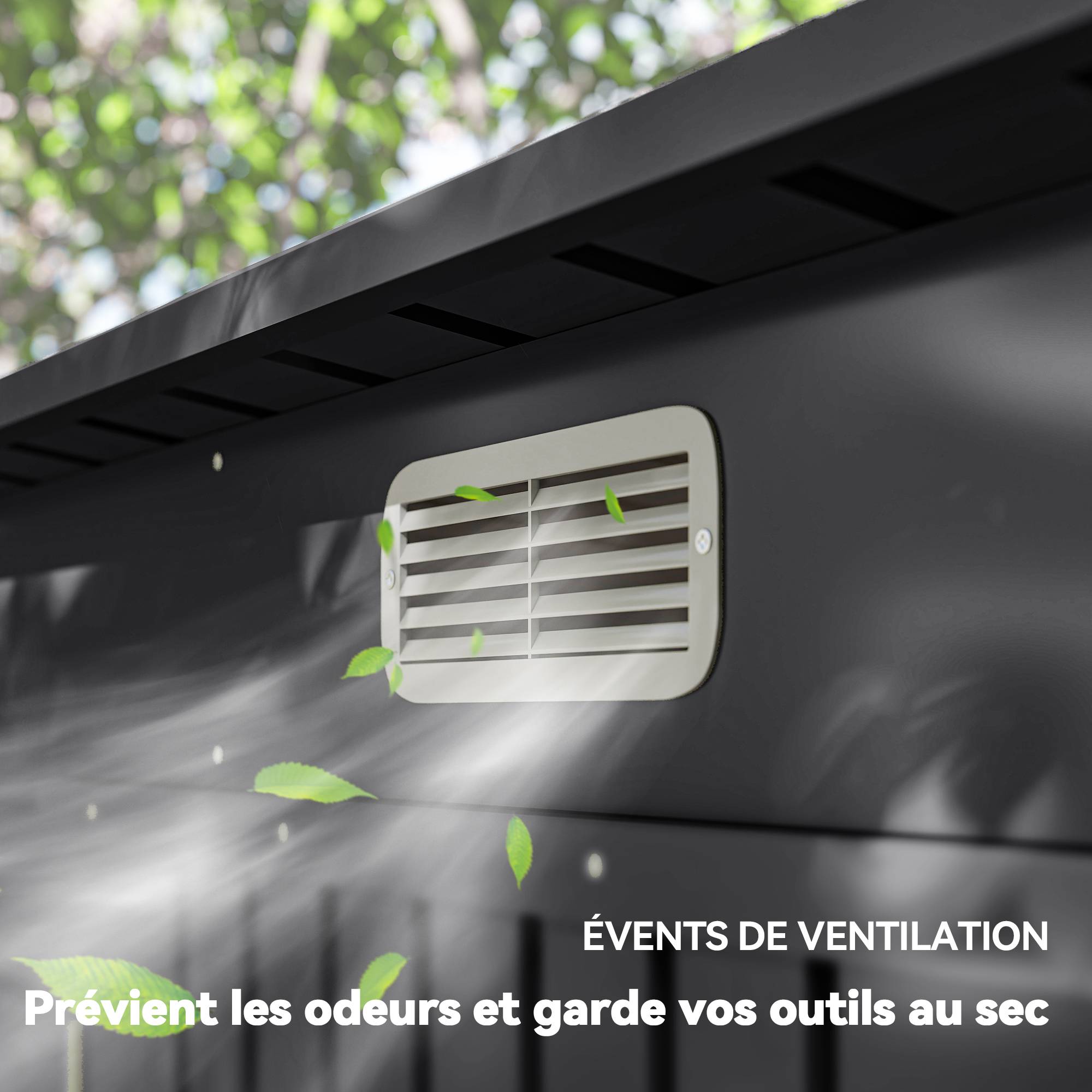 ComfortXL - Abri de jardin tôle acier pour équipement extérieur double porte verrouillable 249cm gris - ComfortXL Outdoor Living - Image 9