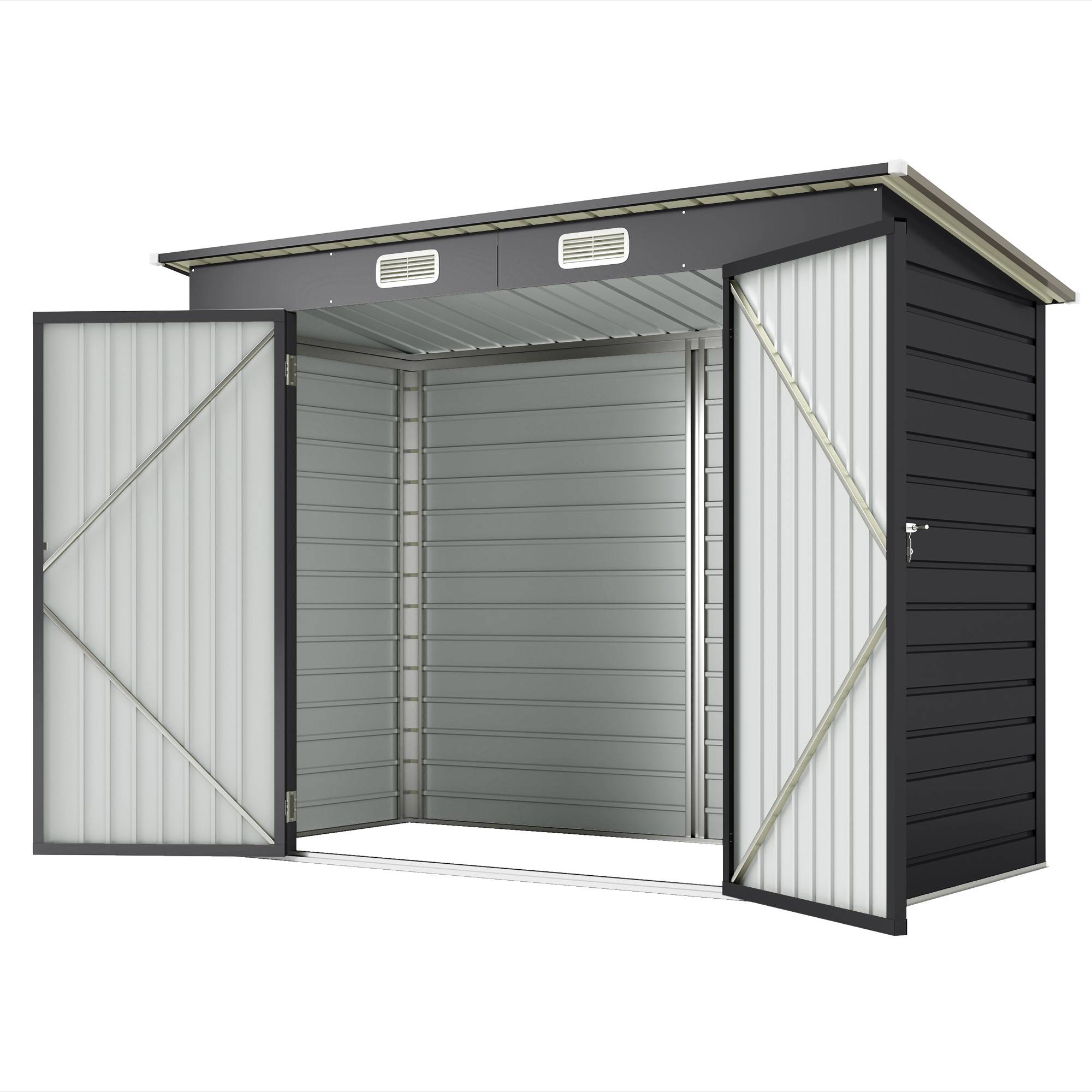 ComfortXL - Abri de jardin tôle acier pour équipement extérieur double porte verrouillable 249cm gris - ComfortXL Outdoor Living - Image 2