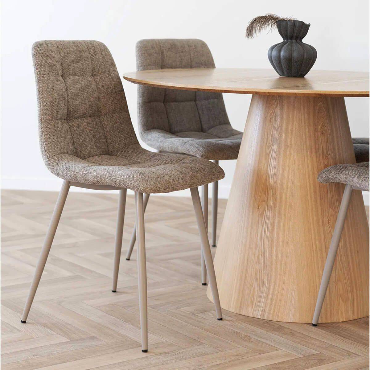 Table Ronde 120cm Pied Central MDF Placage Frêne - CARACAS - Imagen 4