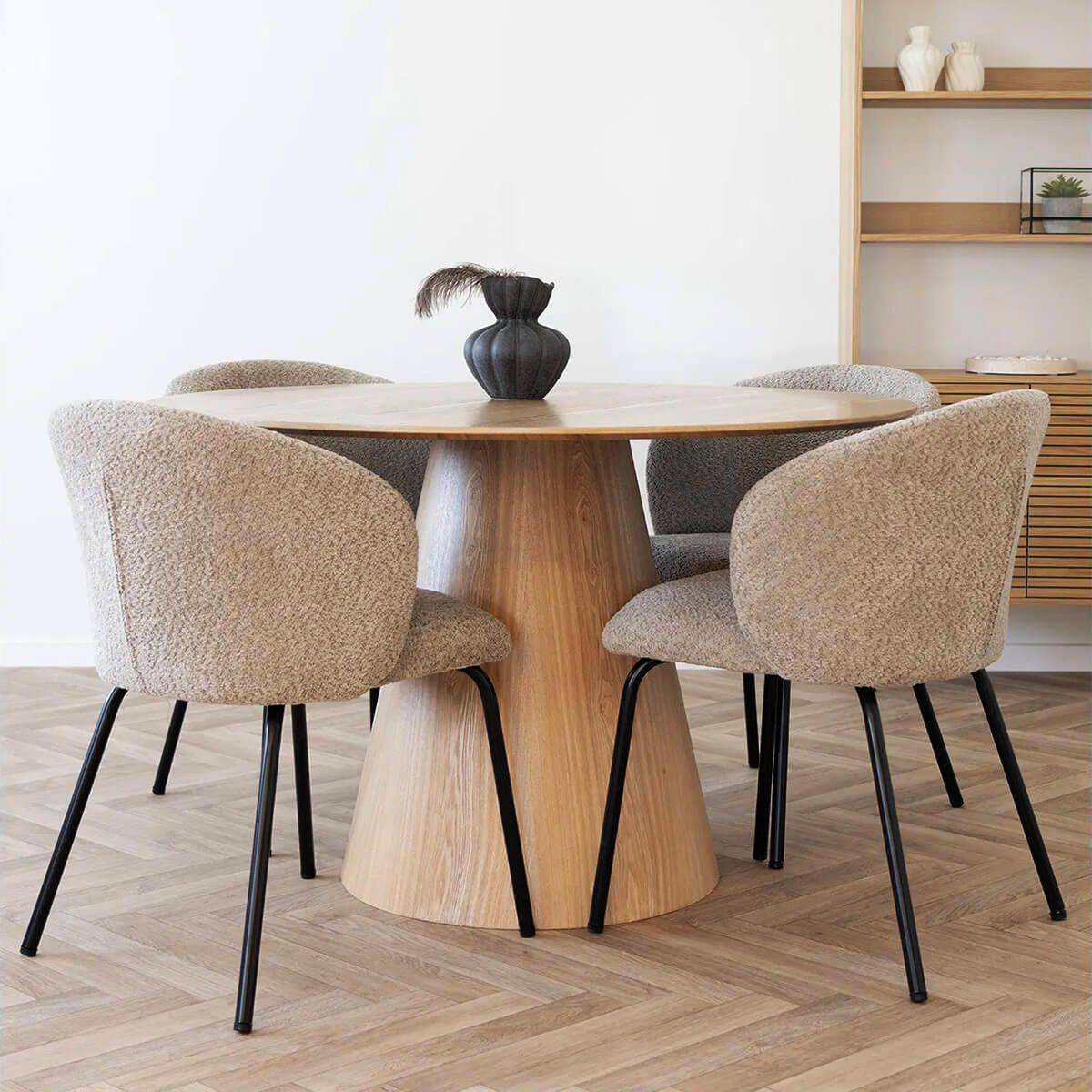 Table Ronde 120cm Pied Central MDF Placage Frêne - CARACAS - Imagen 2