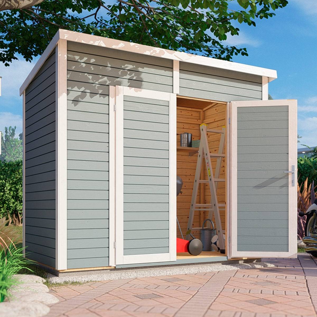 Abri de jardin en bois gris Bertilo 2,95 m² - Bertilo - Imagen 2