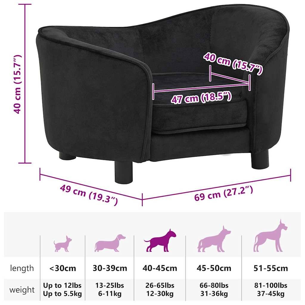 Vidaxl - Canapé pour chien Noir 69x49x40 cm Peluche vidaXL 171021 - Imagen 3