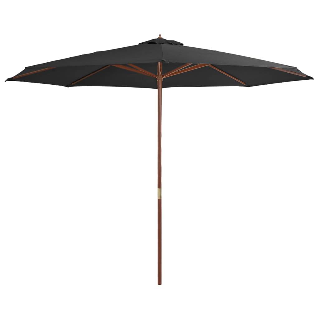 Helloshop26 - Parasol avec mât en bois 350 cm anthracite - Image 1