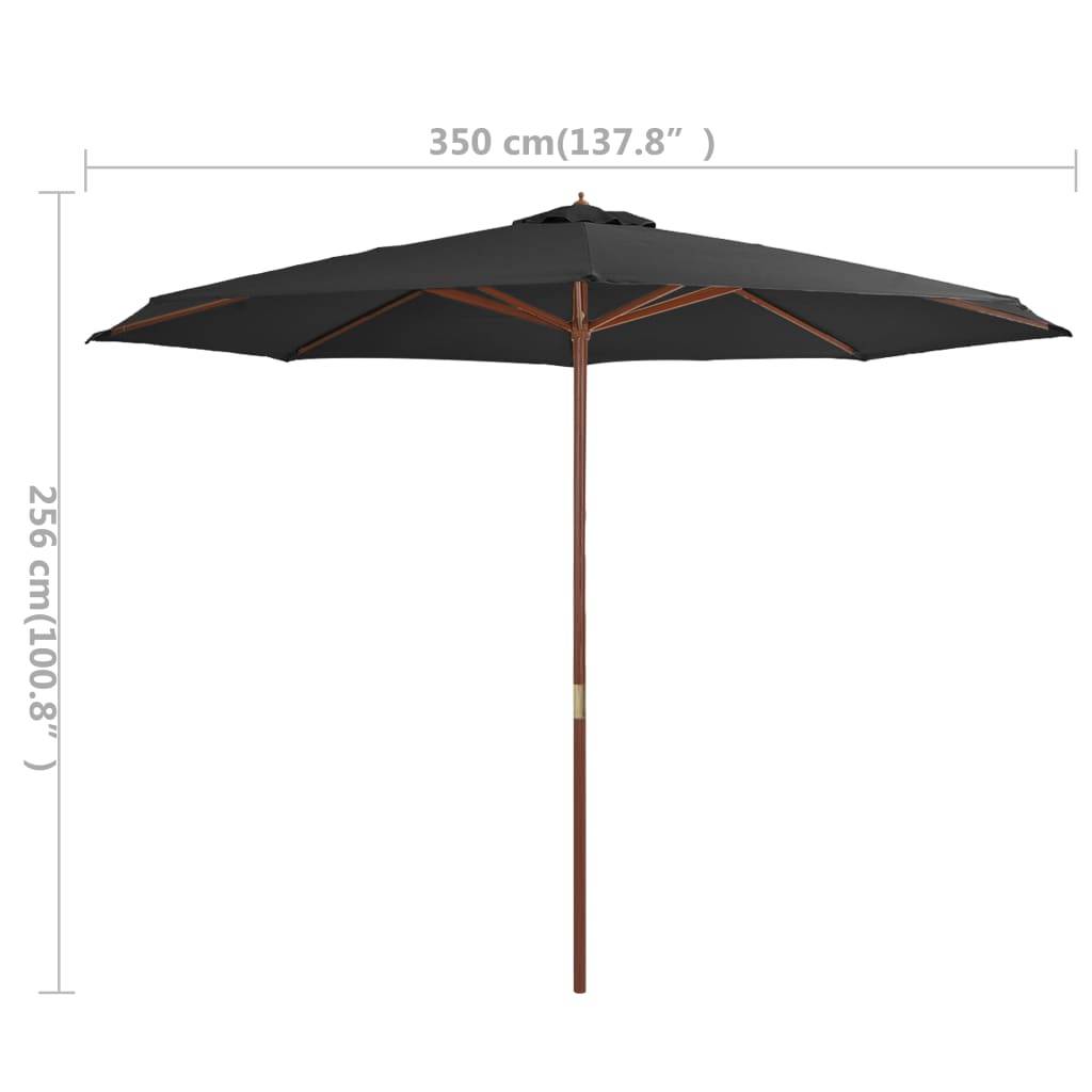 Helloshop26 - Parasol avec mât en bois 350 cm anthracite - Image 4