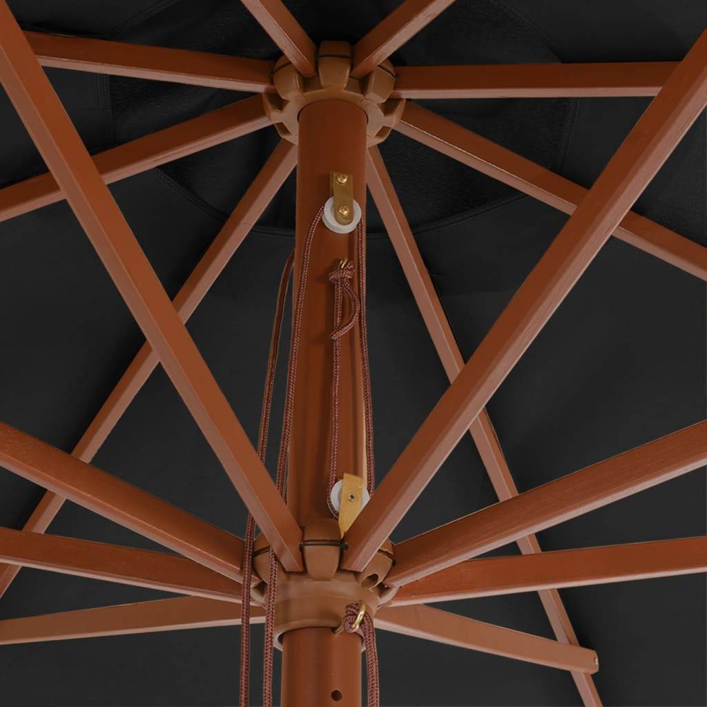 Helloshop26 - Parasol avec mât en bois 350 cm anthracite - Image 3