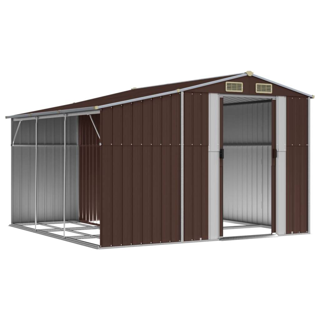 Helloshop26 - Abri de jardin cabane cabanon maison de stockage remise extérieur hangar outils robuste 277 x 279 x 179 cm acier galvanisé marron - Imagen 2