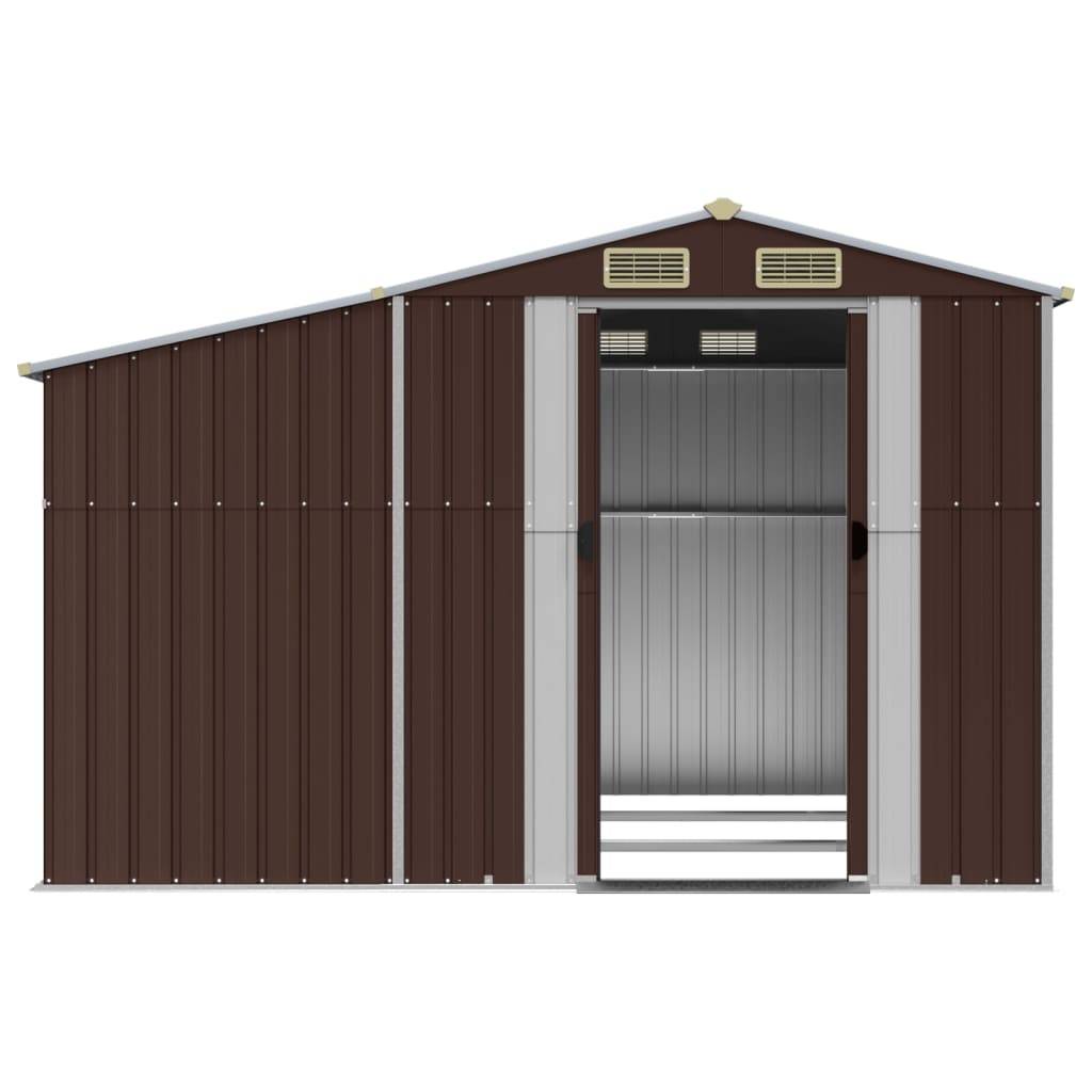 Helloshop26 - Abri de jardin cabane cabanon maison de stockage remise extérieur hangar outils robuste 277 x 279 x 179 cm acier galvanisé marron - Imagen 4