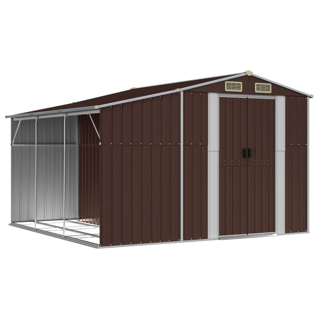 Helloshop26 - Abri de jardin cabane cabanon maison de stockage remise extérieur hangar outils robuste 277 x 279 x 179 cm acier galvanisé marron - Imagen 1