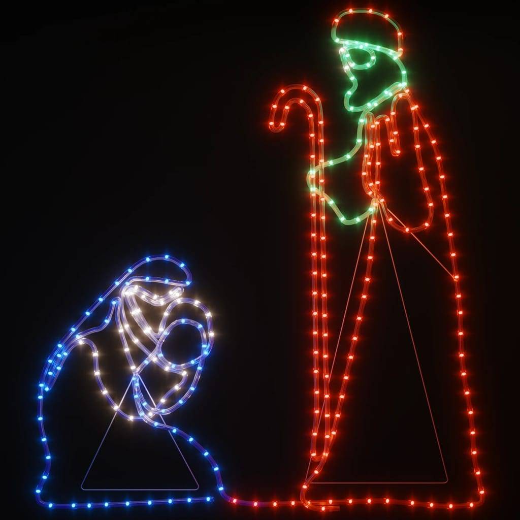 ComfortXL - Figurine Noël Lumineuse Marie et Joseph 264 LED Déco Crèche Jardin Multicolore – ComfortXL Outdoor Living - Image 3