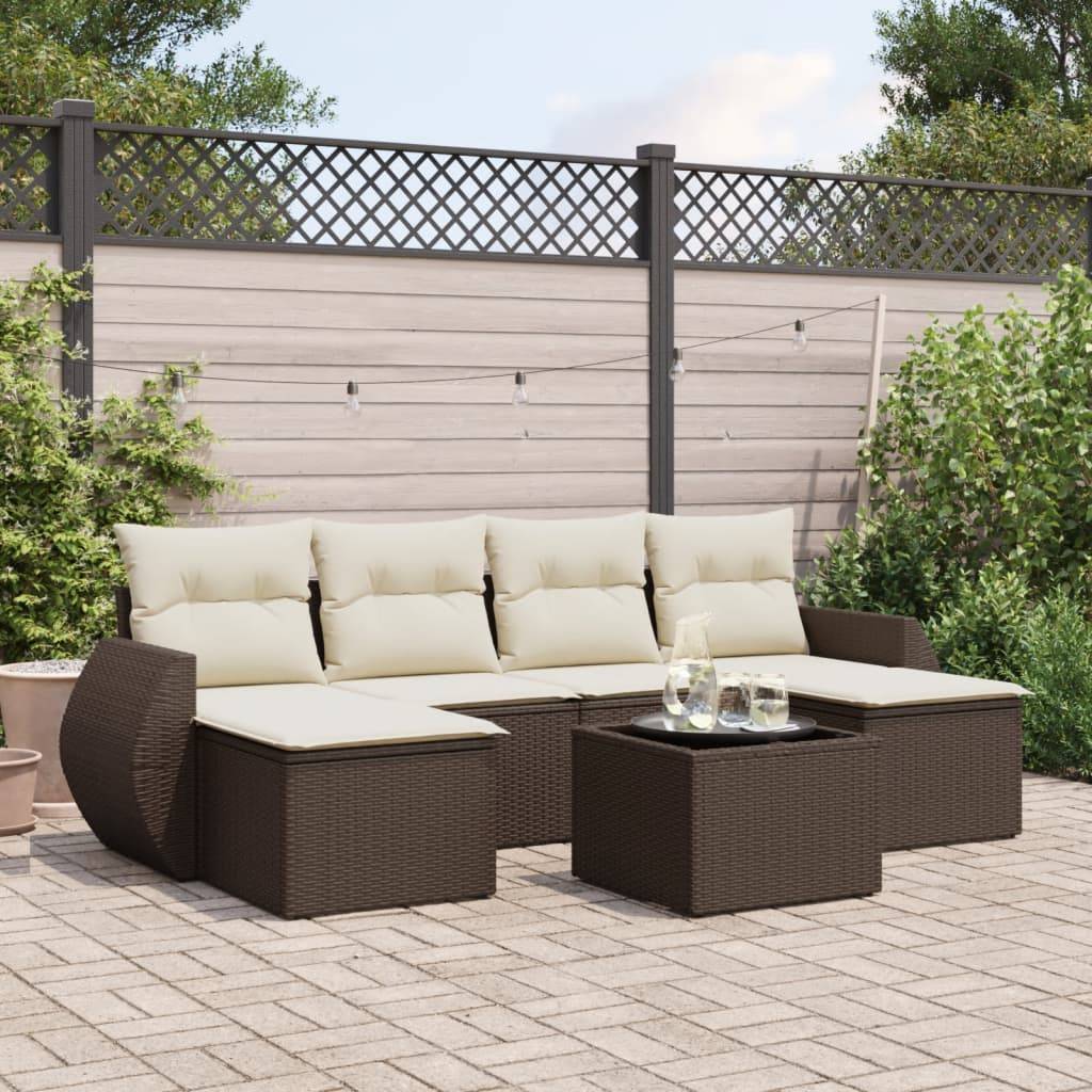 Mobilier de Jardin 7 Éléments Marron avec Rangement Intégré, 2 Tabourets et Table Basse – ComfortXL Outdoor Living - Image 1