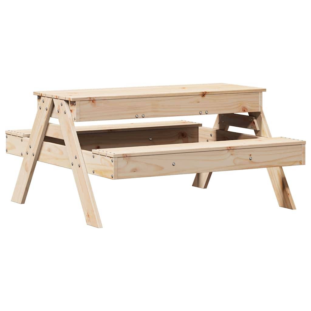 Table de pique-nique avec bac à sable pour enfants bois massif de pin 99,5 x 105 x 52 cm, Poids :19kg - PANGIVO - Image 2