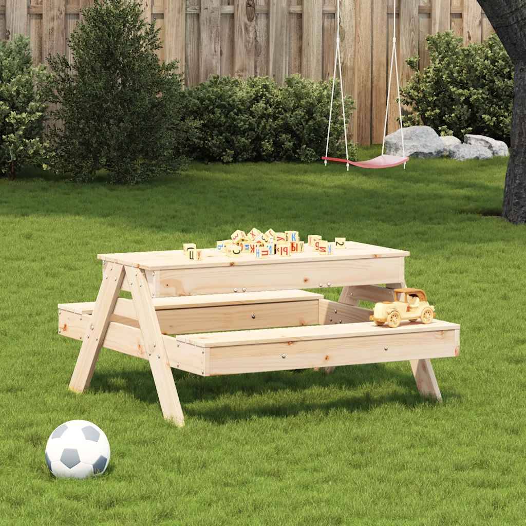 Table de pique-nique avec bac à sable pour enfants bois massif de pin 99,5 x 105 x 52 cm, Poids :19kg - PANGIVO - Image 3