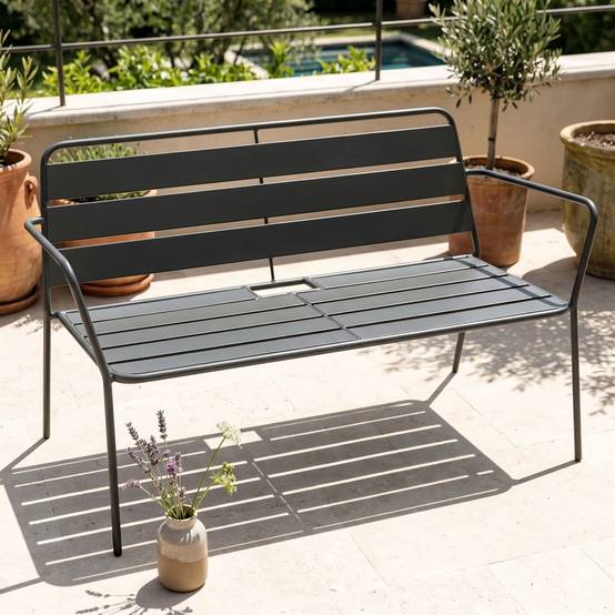 Oviala - Salon de jardin 4 places et 1 table basse en acier anthracite Palavas - Oviala - Imagen 5