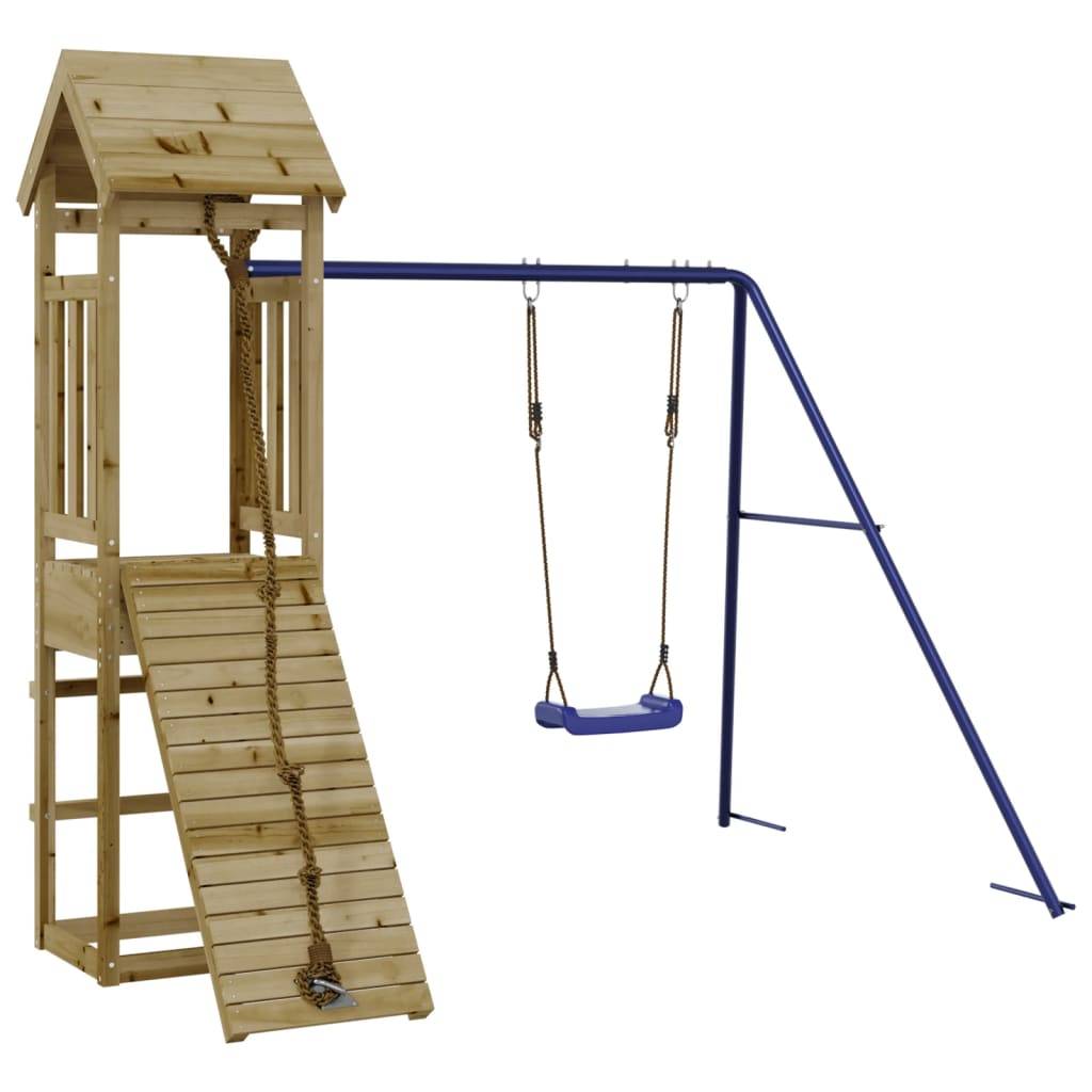Helloshop26 - Aire de jeux d'extérieur balançoires toboggan portiques robuste jeux jardin 238 x 196 x 207 cm bois de pin imprégné - Imagen 1