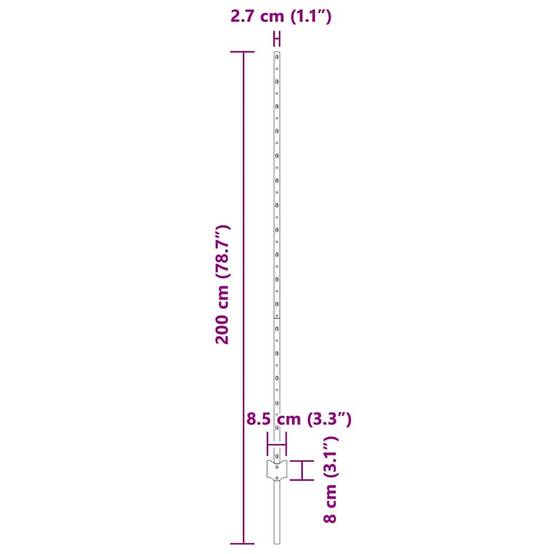 Poteau de clôture Acier Argenté 200 x 8,5 x 1,6 cm, Poid :6.88kg - PANGIVO - Image 8