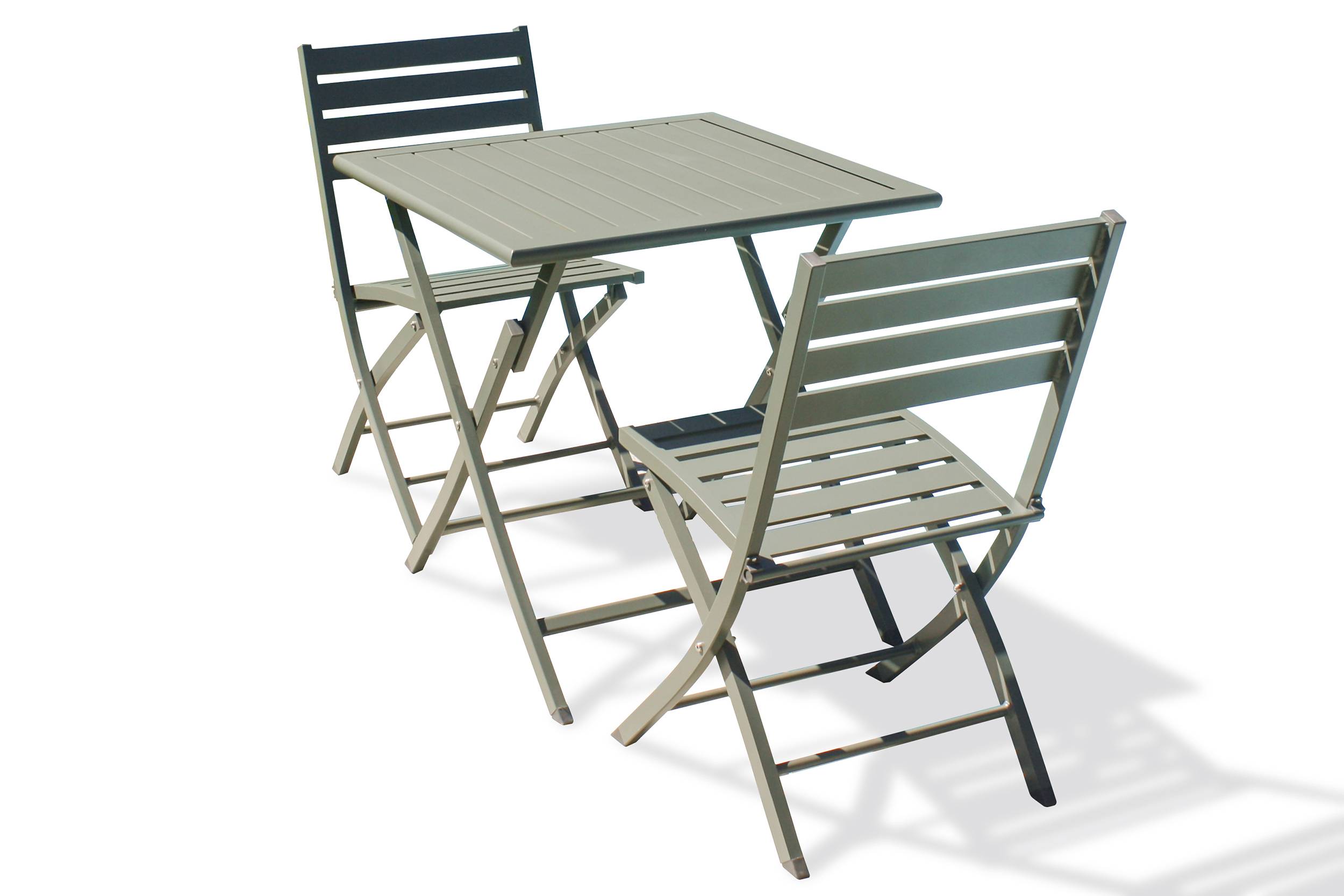 City Garden - Ensemble repas de jardin 2 places en aluminium - Kaki - MARIUS - Imagen 5