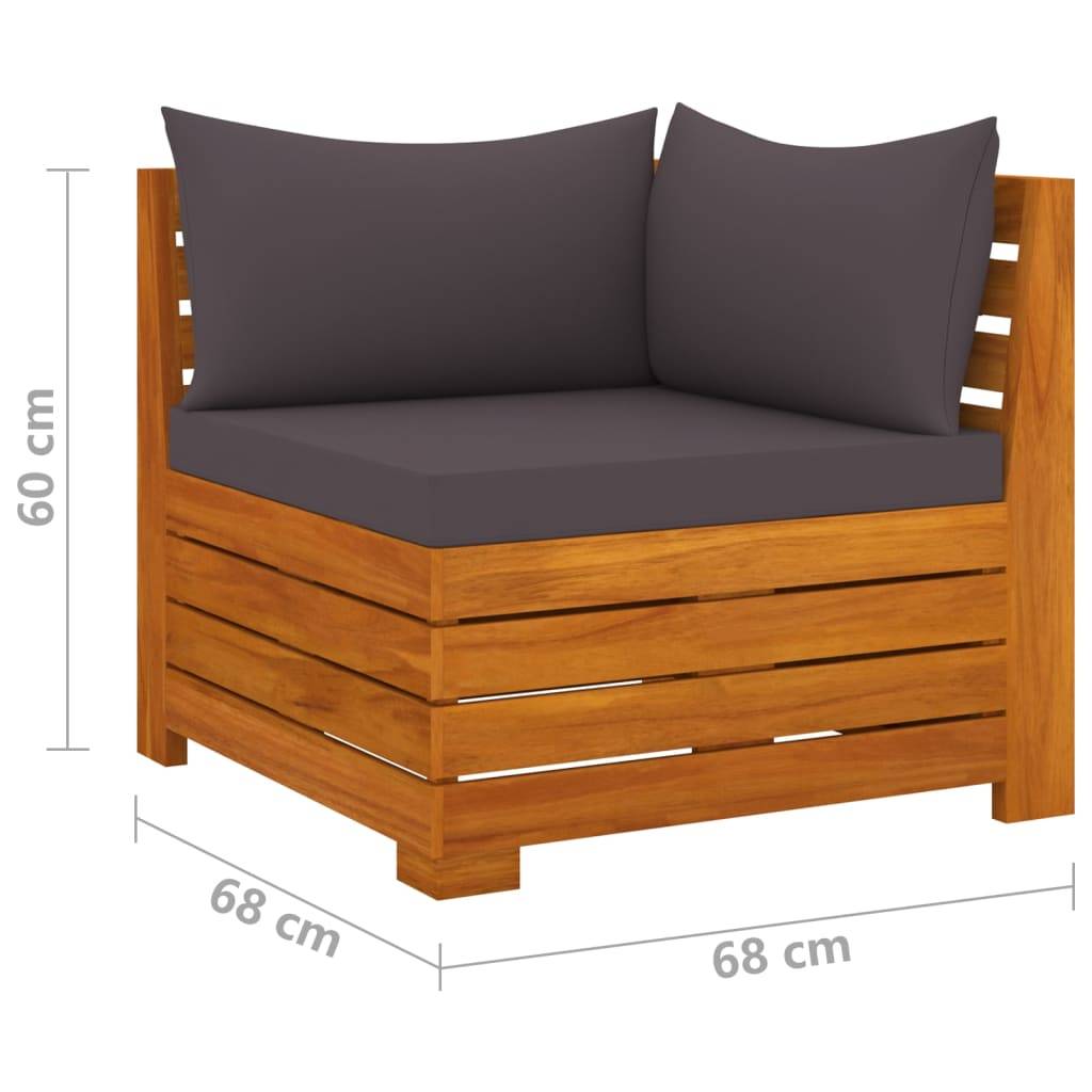 Helloshop26 - Salon de jardin meuble d'extérieur ensemble de mobilier 6 pièces avec coussins bois d'acacia solide - Imagen 5