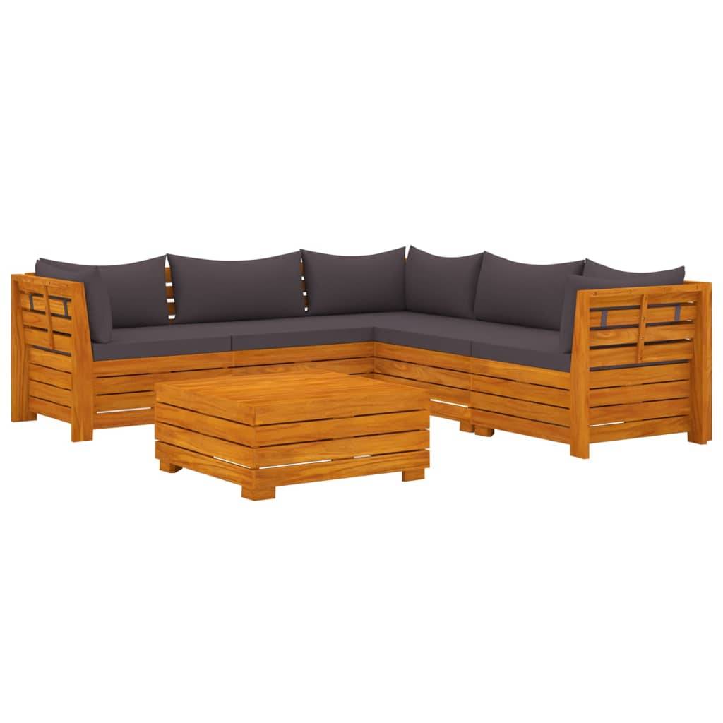 Helloshop26 - Salon de jardin meuble d'extérieur ensemble de mobilier 6 pièces avec coussins bois d'acacia solide - Imagen 1
