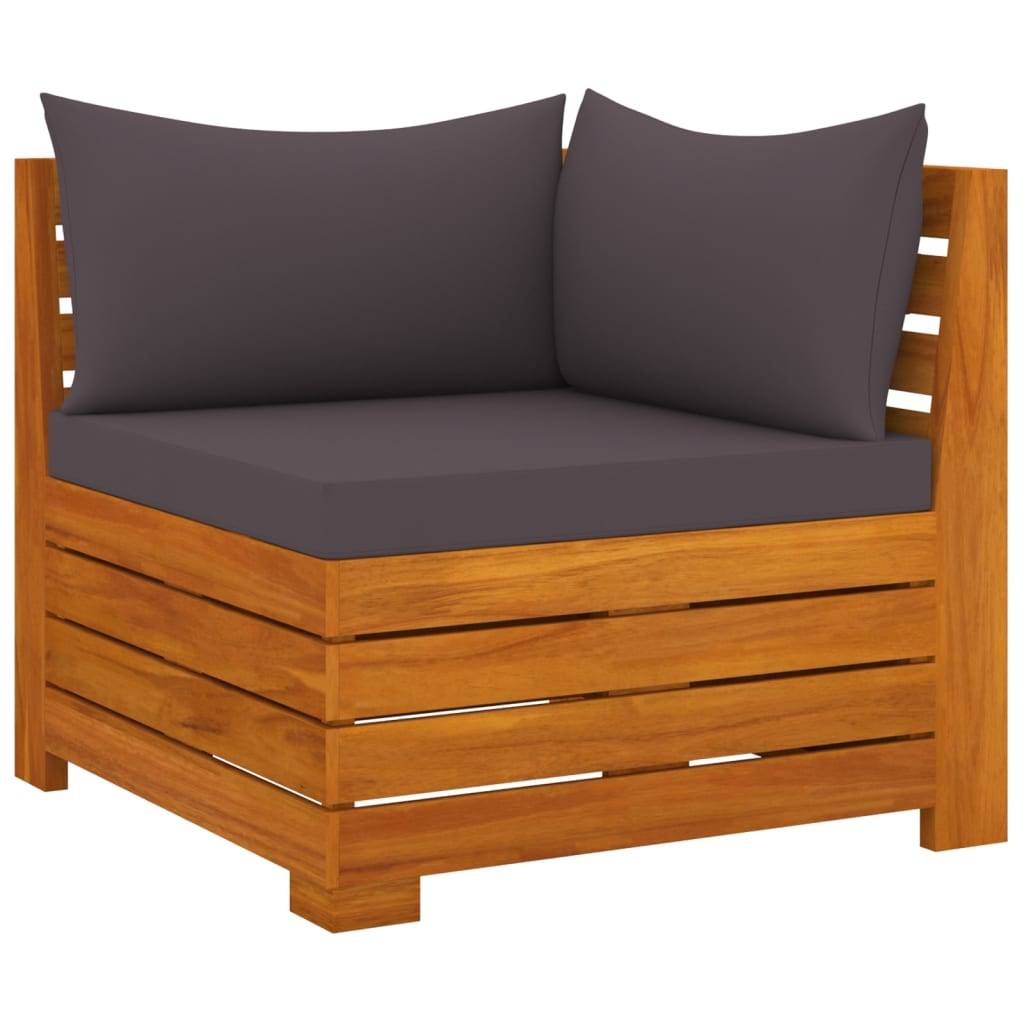 Helloshop26 - Salon de jardin meuble d'extérieur ensemble de mobilier 6 pièces avec coussins bois d'acacia solide - Imagen 2