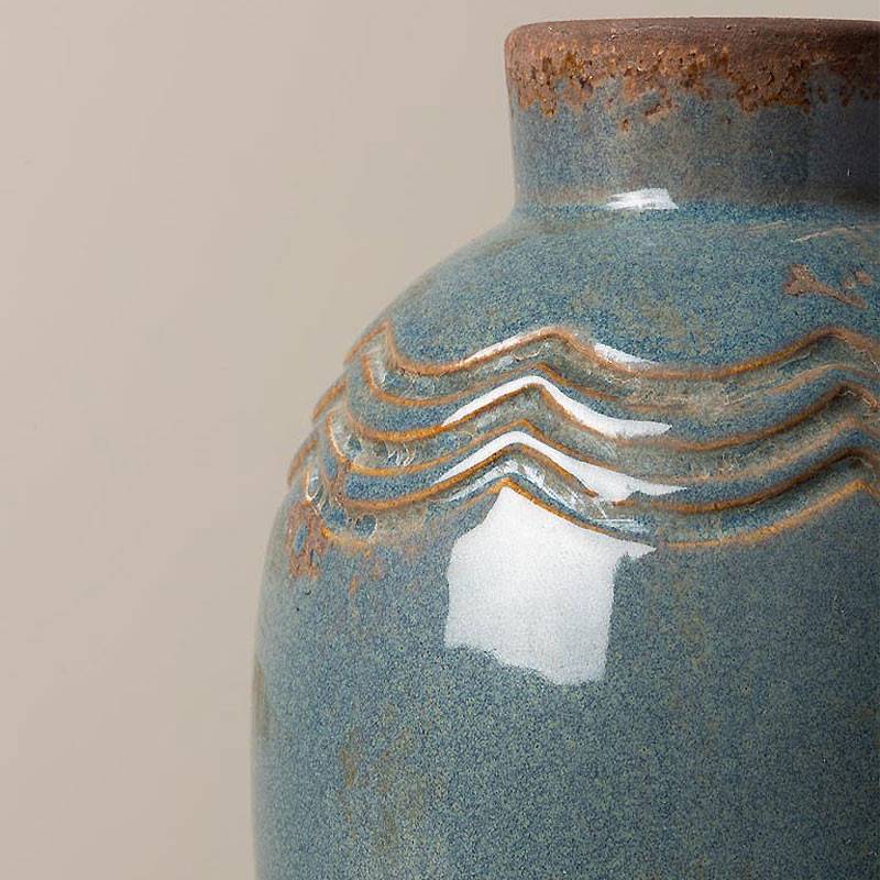 Vase Grâce gris bleu Grès 15x9cm - Image 3