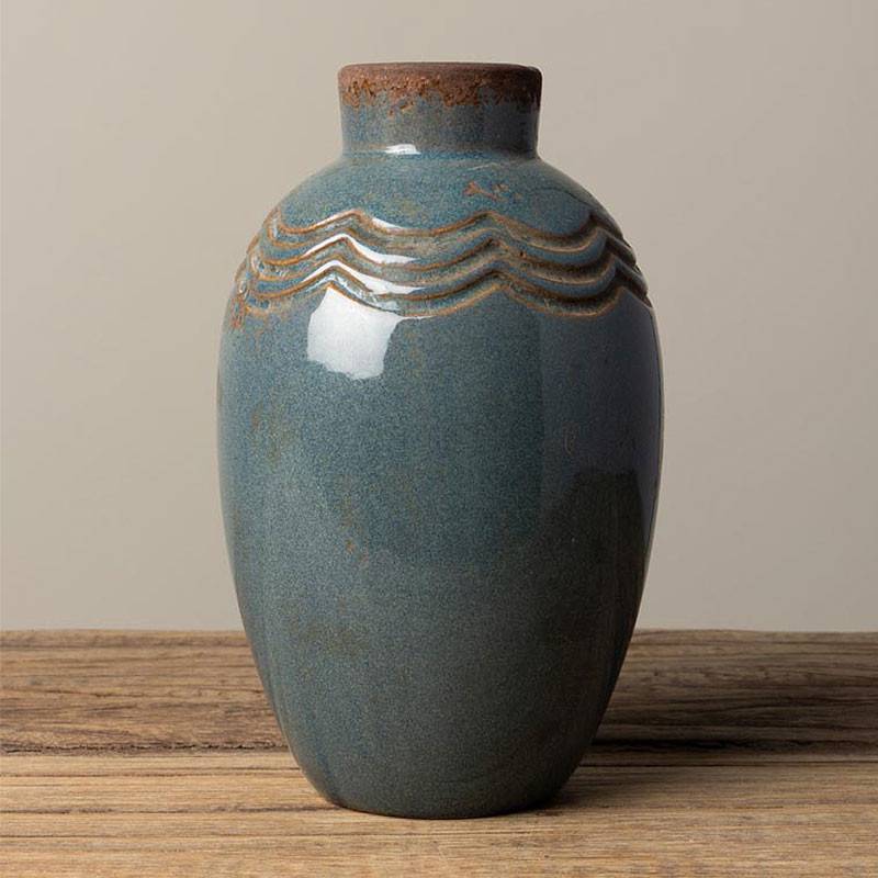 Vase Grâce gris bleu Grès 15x9cm