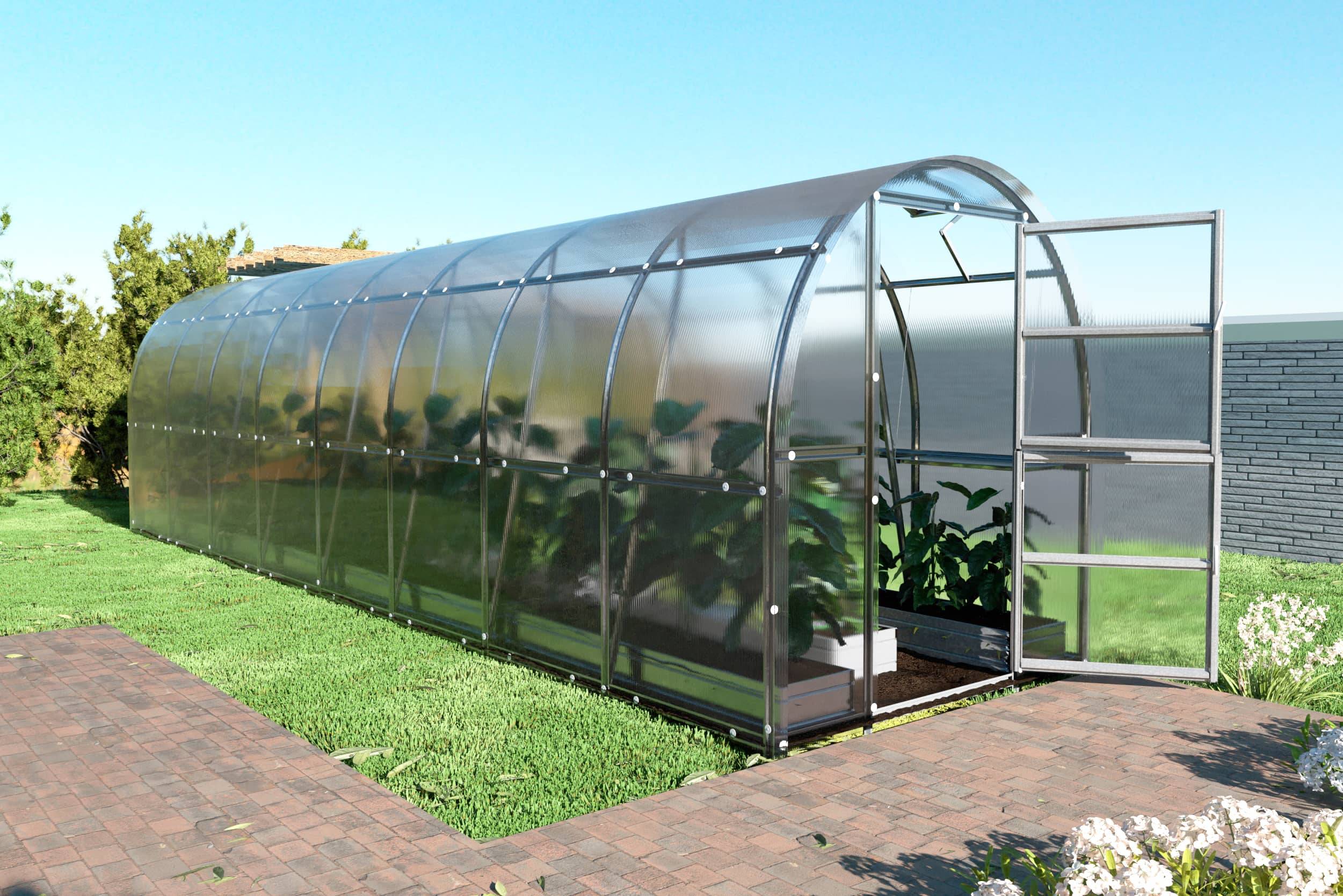 KLASIKA GREENHOUSES - Serre KLASIKA SLIM 2 x 8 m (16 m²) , 6 mm avec revêtement en polycarbonate - Image 1
