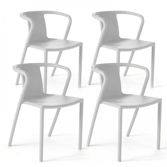 Oviala - Lot de 4 chaises en plastique blanc Berlin - Oviala - Image 1