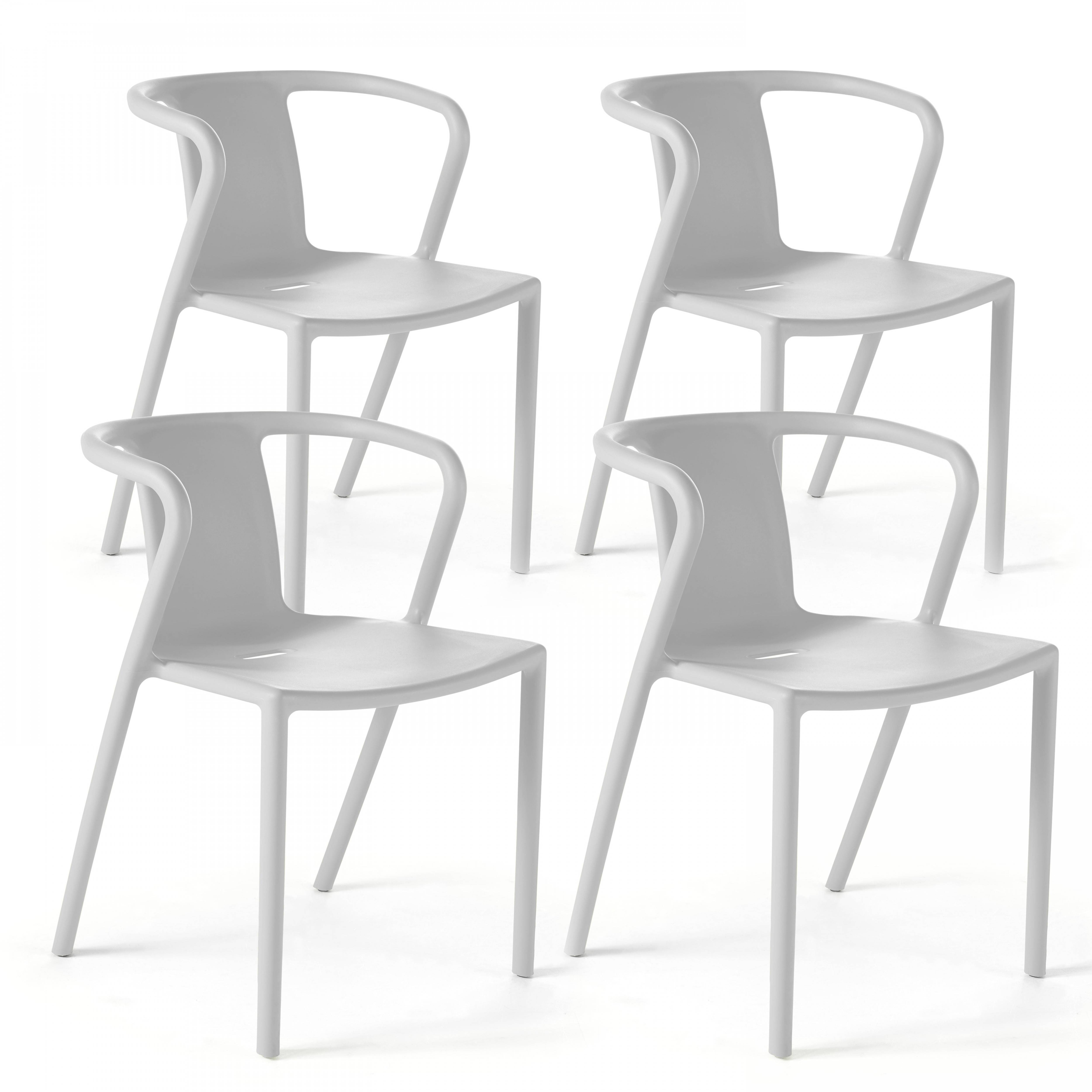 Oviala - Lot de 4 chaises en plastique blanc Berlin - Oviala - Image 1