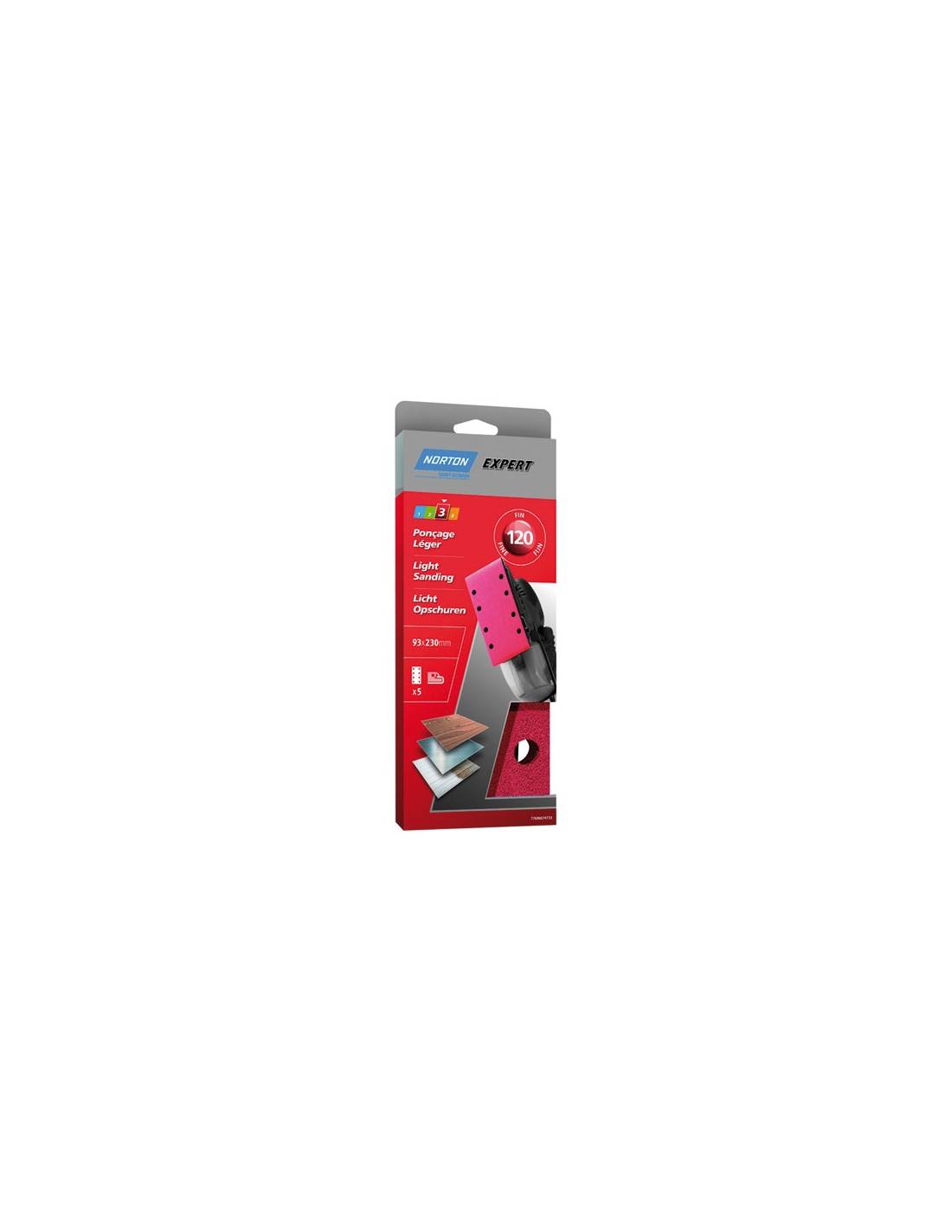 Norton - Patin Expert Trous Parallèles 93x230 Grain 120 X 5 Pièces - Norton - Image 1