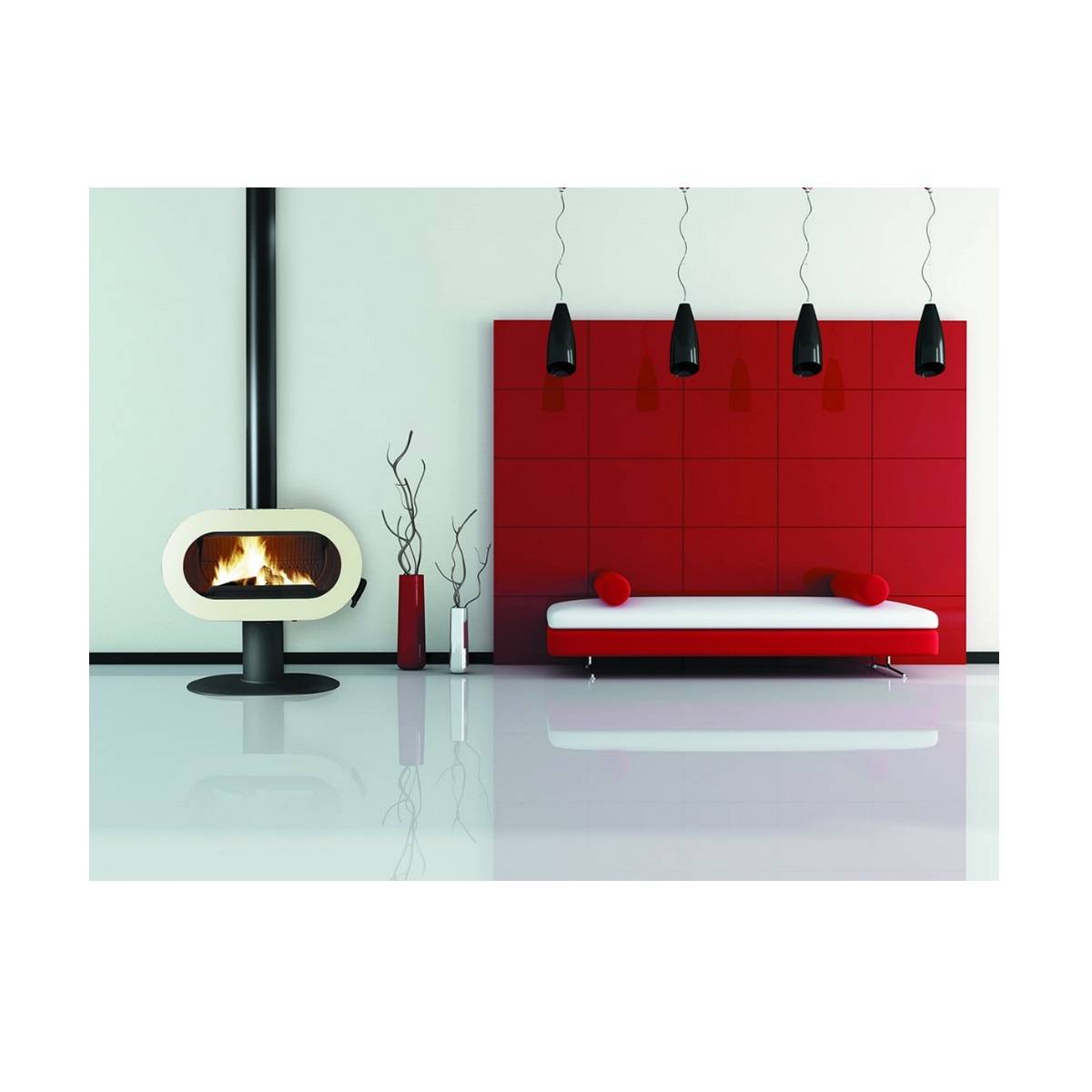 Invicta - Poêle à bois fonte 10kw ivoire P648046 Invicta - Imagen 3