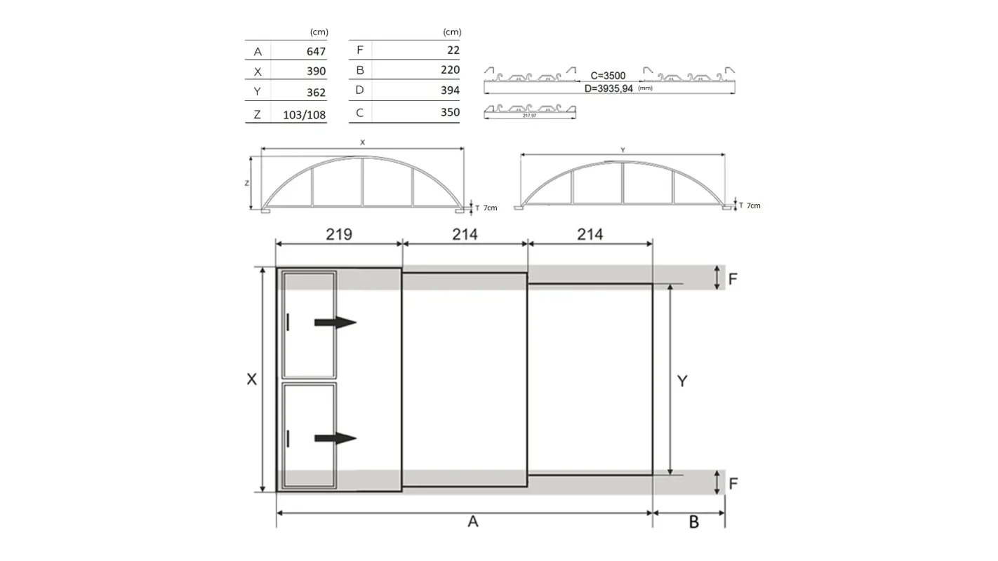 Altanka - Abri de piscine Orbit - 6,47x3,50 m - polycarbonate alvéolaire 8 mm - Couleur Ral7016 Graphite - ECO101 - Imagen 2