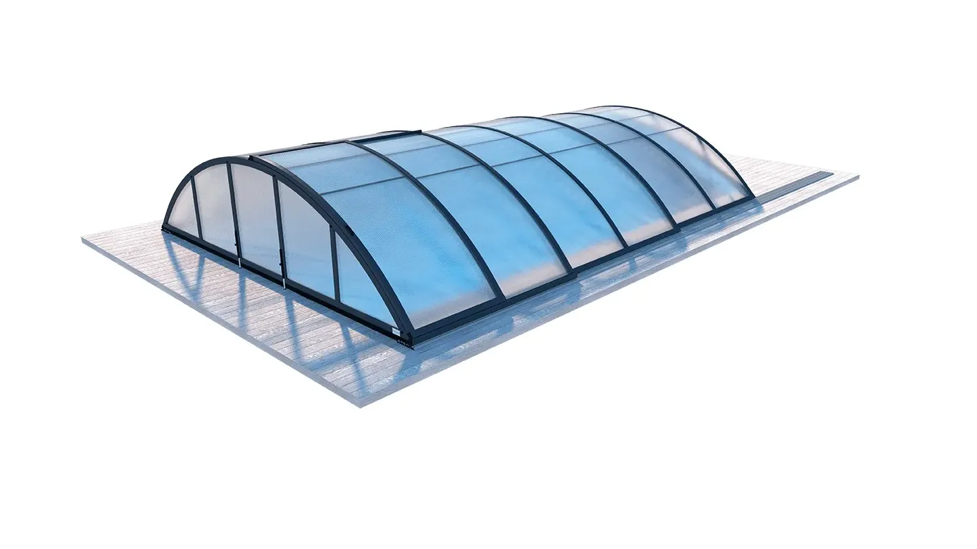 Altanka - Abri de piscine Orbit - 6,47x3,50 m - polycarbonate alvéolaire 8 mm - Couleur Ral7016 Graphite - ECO101 - Imagen 1