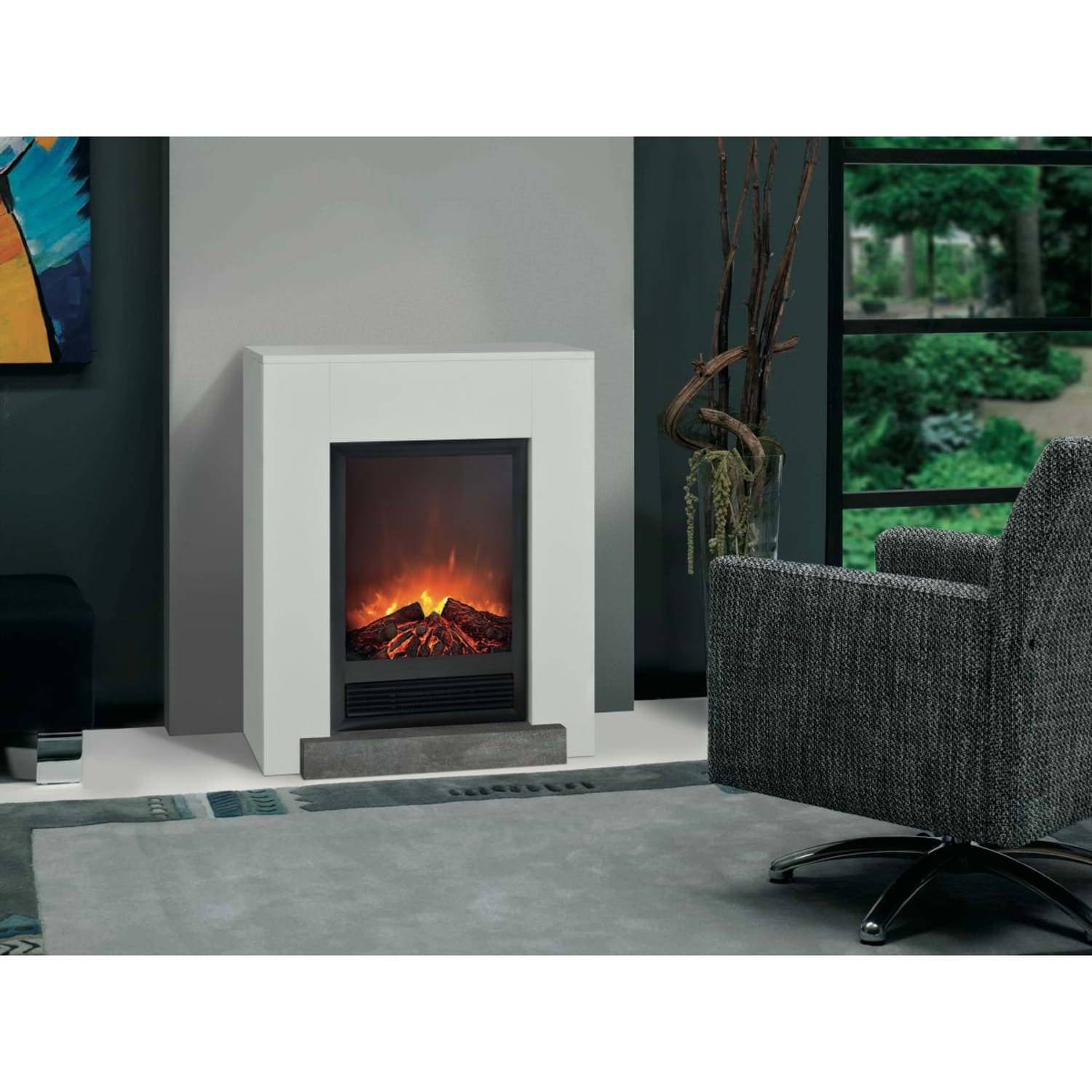 Cadre De Cheminee De Sol Blanc Xaralyn Bv Rubyfires Hamar - Jardiland