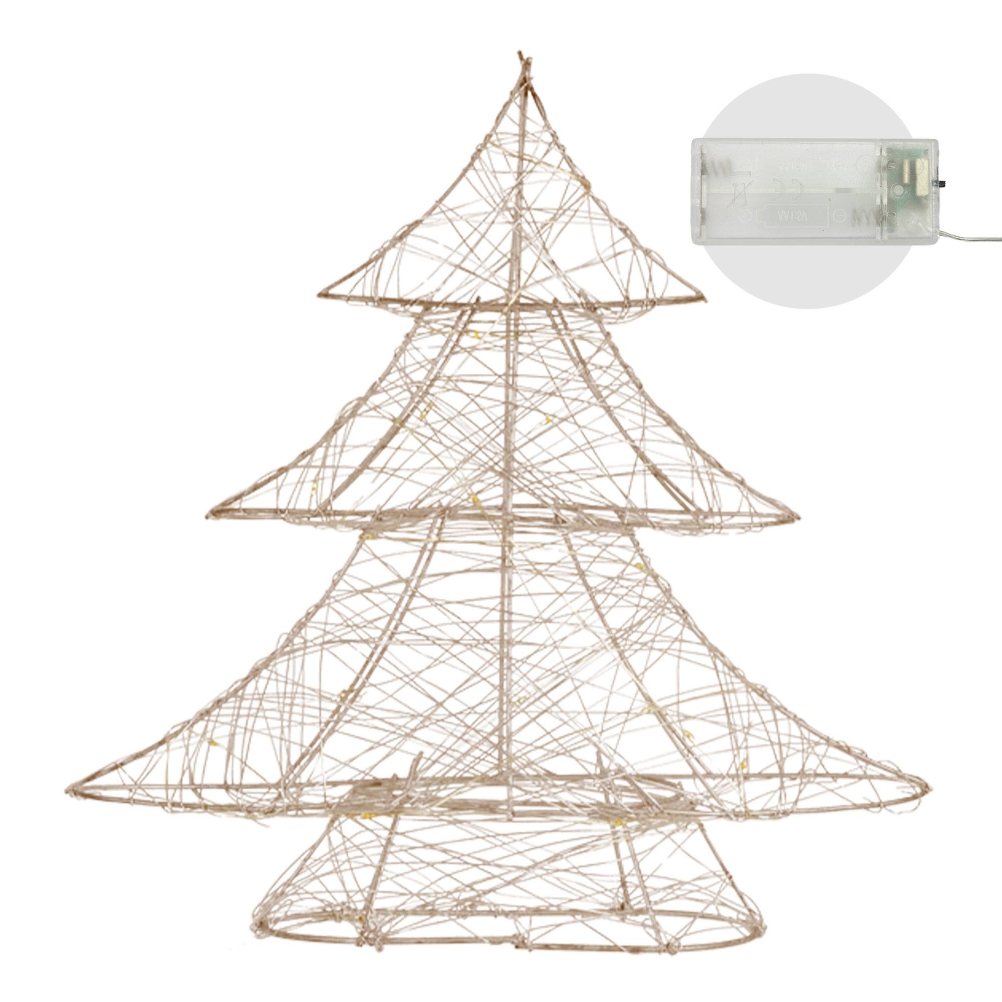 Sapin de Noël métallique 20 LED arbre lumineux décoration d'hiver 28 x 30  cm - Image 4
