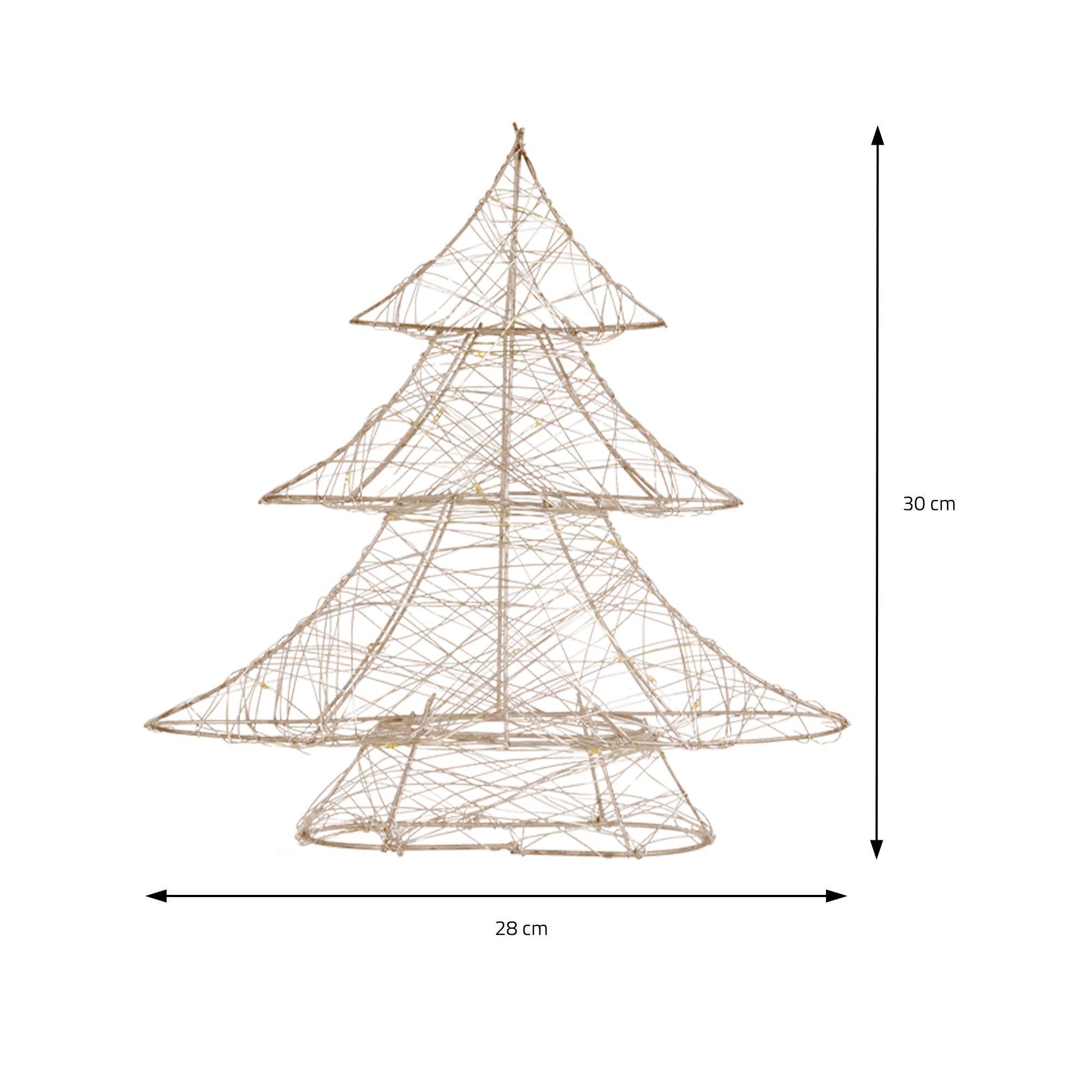 Sapin de Noël métallique 20 LED arbre lumineux décoration d'hiver 28 x 30  cm - Image 6