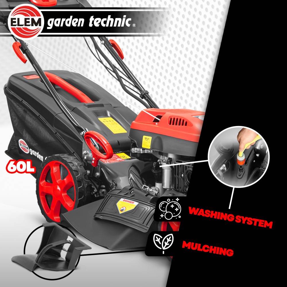 Elem Garden Technic - Tondeuse thermique autotractée 173cc - 50.6cm avec démarrage électrique -mulching - éjection latérale - Elem Garden - Image 4