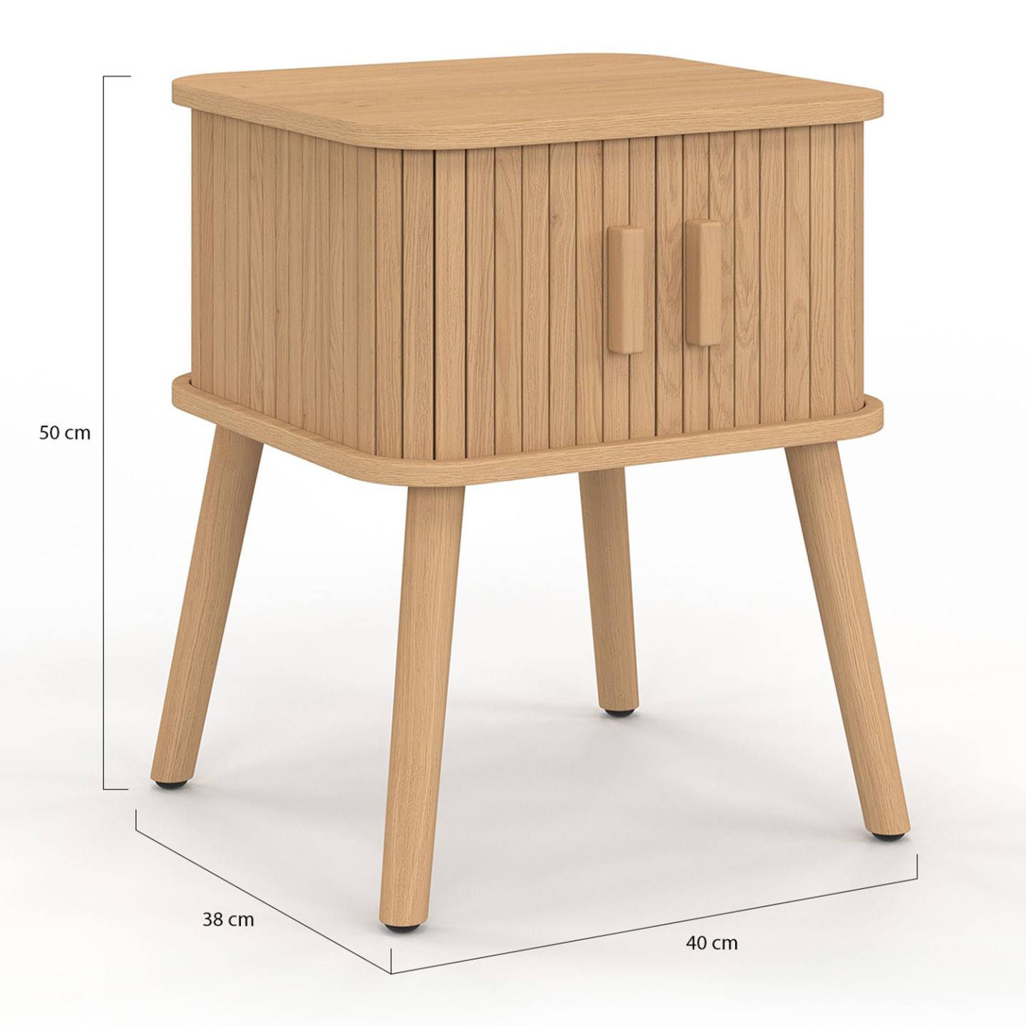 Lot de 2 tables de chevet ROMIE effet lattes 2 portes coulissantes - Image 4