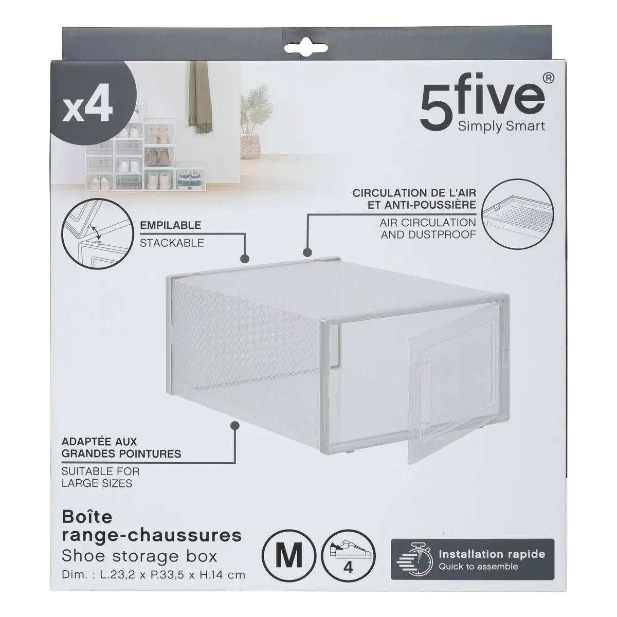 Lot de 4 Boîtes Range-Chaussures "Stak" 33cm Transparent - Image 5