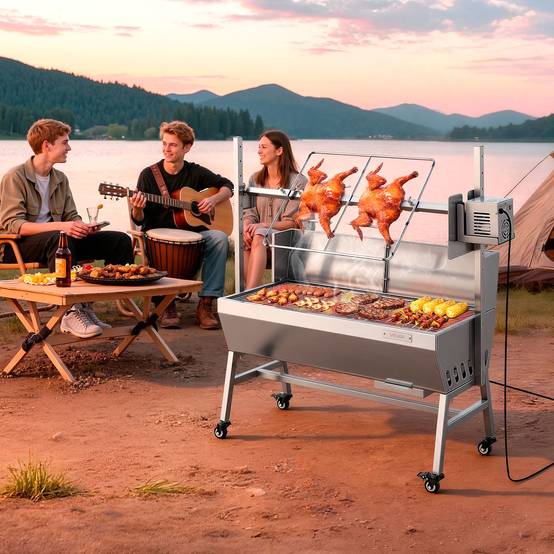 Vevor - VEVOR Barbecue à Charbon avec Tournebroche Électrique Charge 60 kg Camping Fête - Image 8