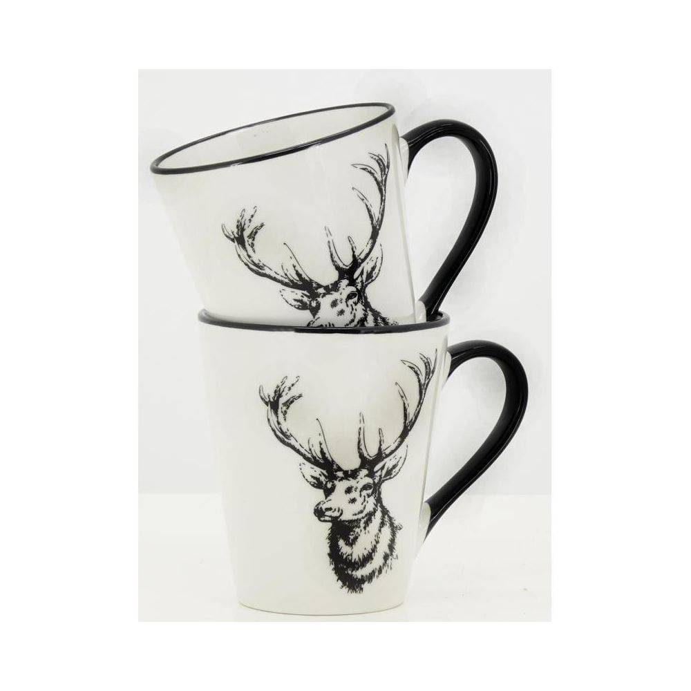 Aubry Gaspard - Vaisselle Cerf en porcelaine blanche et noire (lot de 6) Tasse - Imagen 3