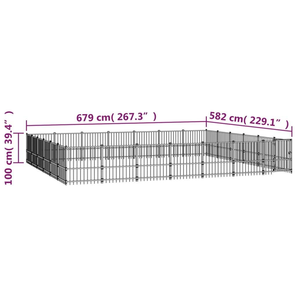 Vidaxl - Chenil d'extérieur pour chiens Acier 39,52 m² vidaXL 3124644 - Imagen 3