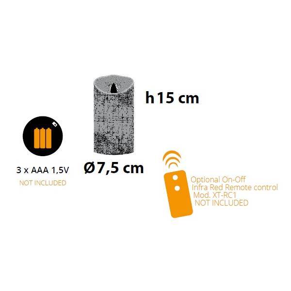 Lotti - Bougie LED flamme oscillante cire rustique blanche à piles H15cm Timer Blanc chaud Lotti - Imagen 8